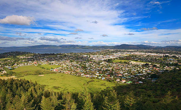 Rotorua, New Zealand "Aerial view of Rotorua, New Zealand" rotorua stock pictures, royalty-free photos & images
