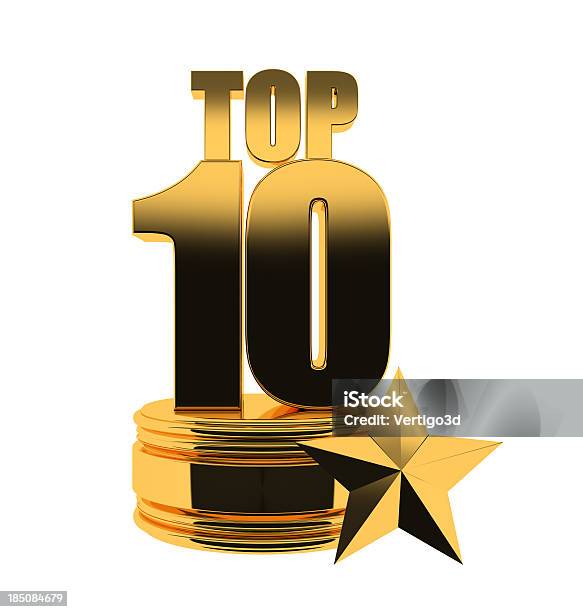 Golden Top 10 - Fotografias de stock e mais imagens de Classificação - Classificação, Troféu, Amarelo