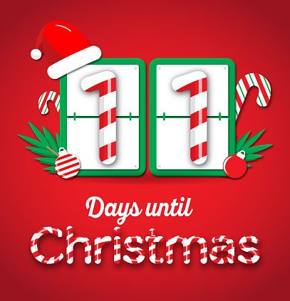 11 Days Until Christmas Countdown With Candy Cane Number Flip Counter ...