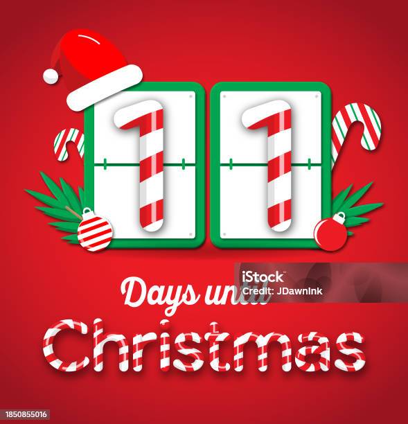 11 Days Until Christmas Countdown With Candy Cane Number Flip Counter 11 Days From Christmas