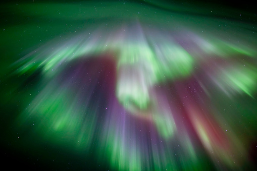 A corona explodes overhead during an incredible display of Aurora Borealis.