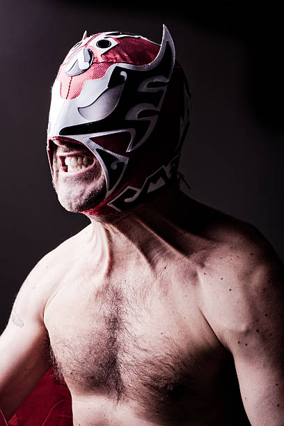 Italian Luchador Grinding His Teeth stock photo