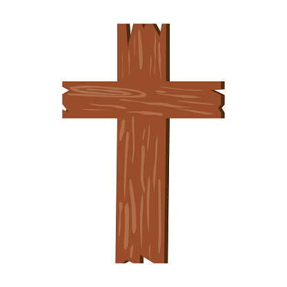 catholic cross wooden isolated illustration