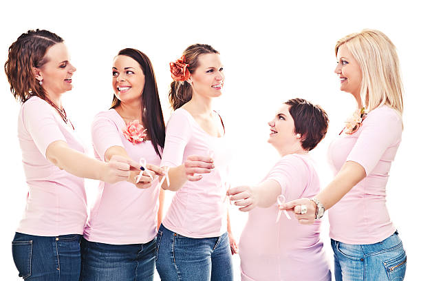 istock Friends with pink ribbons 185086960
