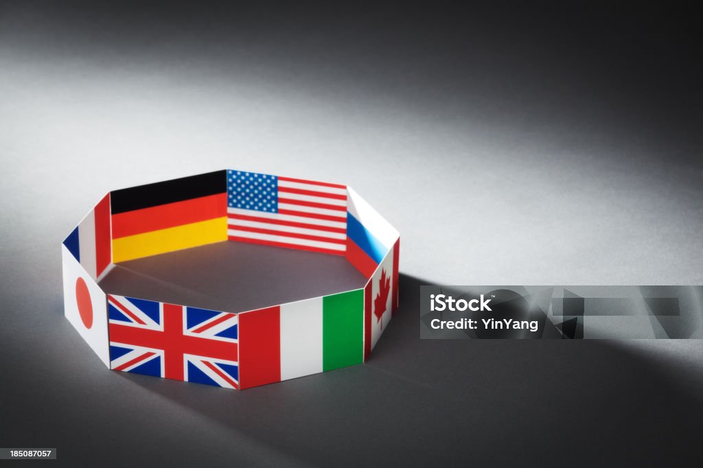Banderas de la economía mundial G8 de ocho países Hz - Foto de stock de Alemania libre de derechos