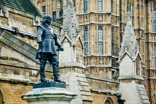 Oliver Cromwell's sculpture near Westminster Palace.