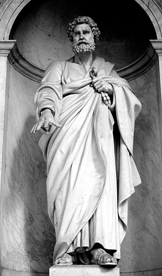 Statue of St. Peter located in the Basilica Of St. Paul in Rome. Italy\u2028http://www.massimomerlini.it/is/rome.jpg\u2028http://www.massimomerlini.it/is/romebynight.jpg\u2028http://www.massimomerlini.it/is/vatican.jpg