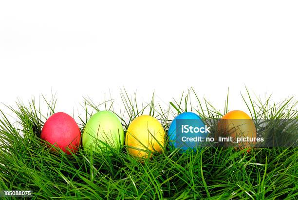 Wielkanoc Jajka - zdjęcia stockowe i więcej obrazów Pisanka - Pisanka, Trawa, Białe tło