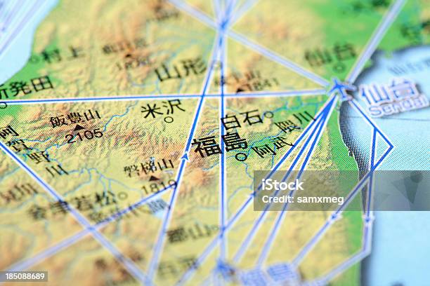 Mappa Di Fukushima - Fotografie stock e altre immagini di Prefettura di Fukushima - Prefettura di Fukushima, Centrale nucleare, Carta geografica