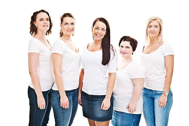 istock Happy friends in white t-shirts 185088697