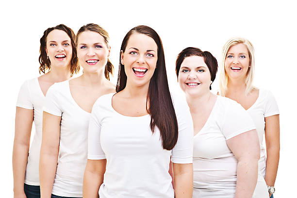 istock Happy friends in white t-shirts 185088713