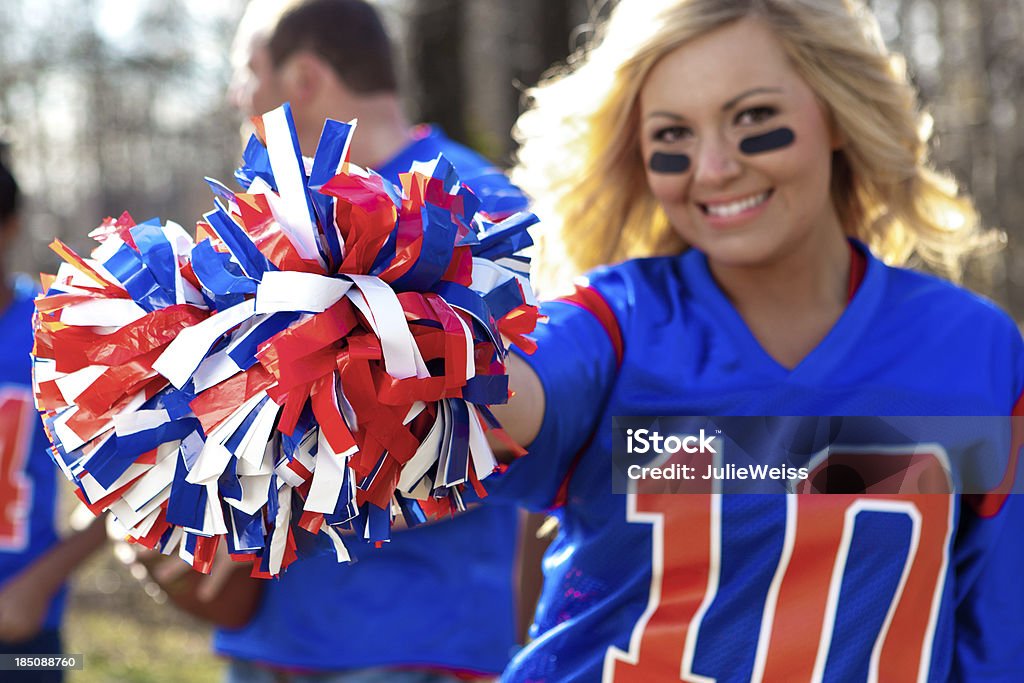 Linda Fã de Futebol Feminino - Royalty-free Bola de futebol americano - Bola Foto de stock