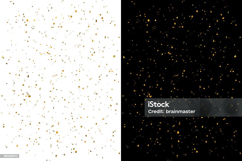 Gold Confetti Celebration Gold confetti isolated on black and white with same position.  Confetti Stock Photo