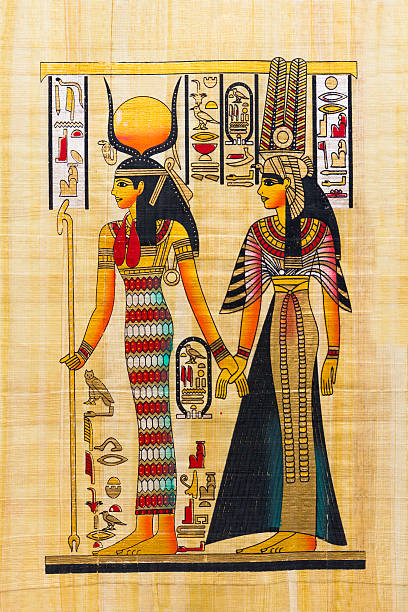 illustrations, cliparts, dessins animés et icônes de papyrus souvenir égyptien - isis