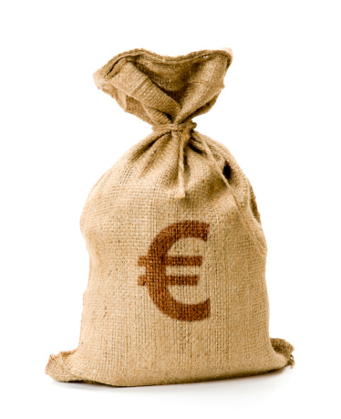 Money Bag on white. Euro.
