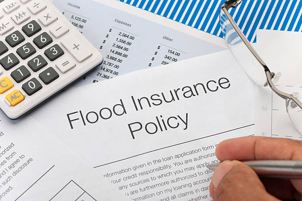 istock Close up of Flood insurance policy Form 185090012