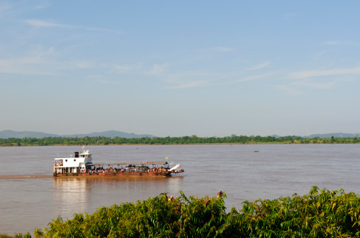 Passenger ferry on the Thanlwin River in Mawlamyine (Moulmein), Myanmar. The river is also known as the Salween River and it originates in the Tibetan Plateau.More of my images from Myanmar: