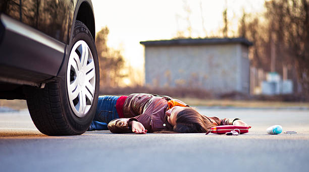 Injured pedestrian in a car accident
