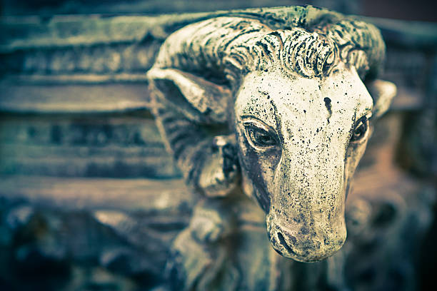 istock Goat's Head Statue in Old Cemetery 185090474