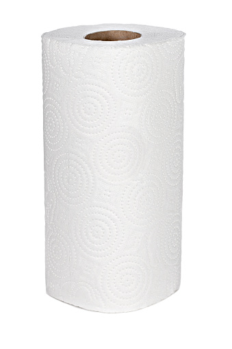 White paper towel on white background