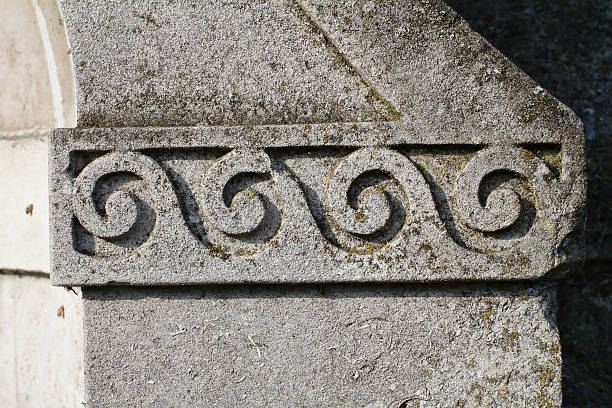 istock Wave pattern water symbol in stone frieze 185090550