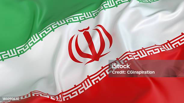 Bandera Iraní Foto de stock y más banco de imágenes de Bandera iraní - Bandera iraní, Irán, Bandera