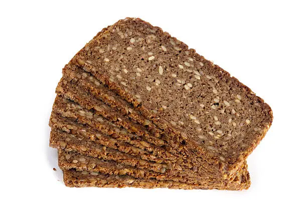 Slices of Rye Bread on white background