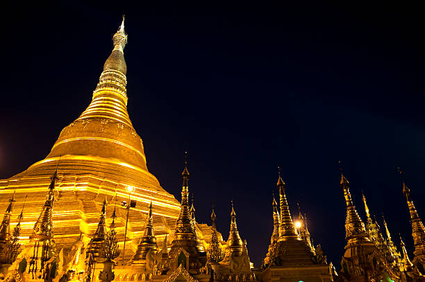 Shwedagon Pagoda and sky at night in Yangon, MyanmarMore of my images from Myanmar:
