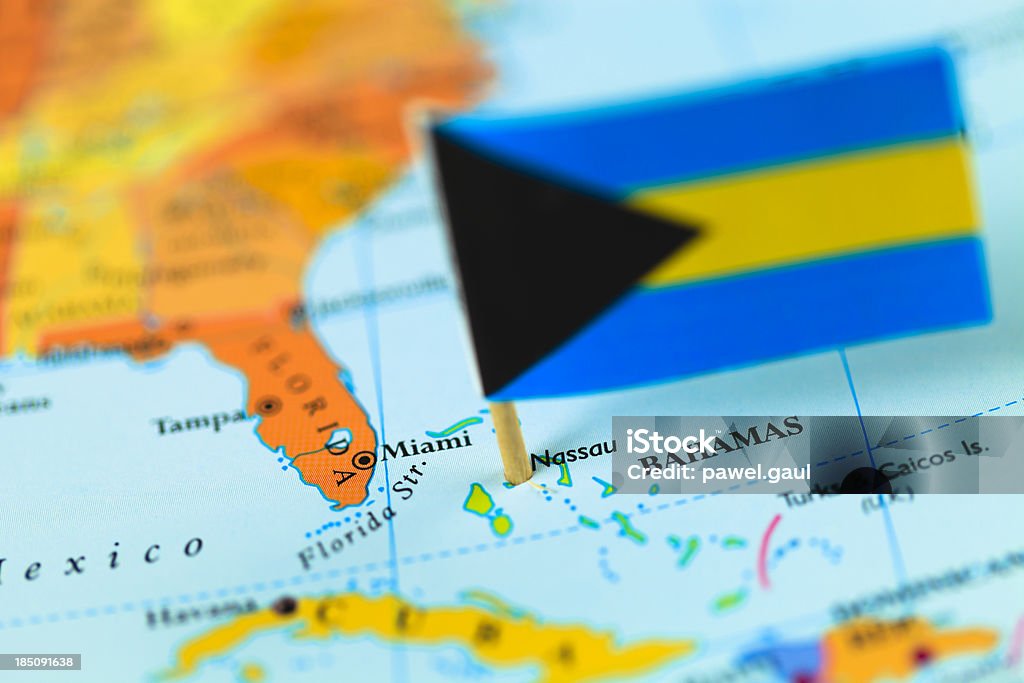 Mapa e Bandeira das Bahamas - Royalty-free Ampliação Foto de stock