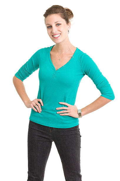 istock Happy Young Woman Standing With Hands on Hips 185091878