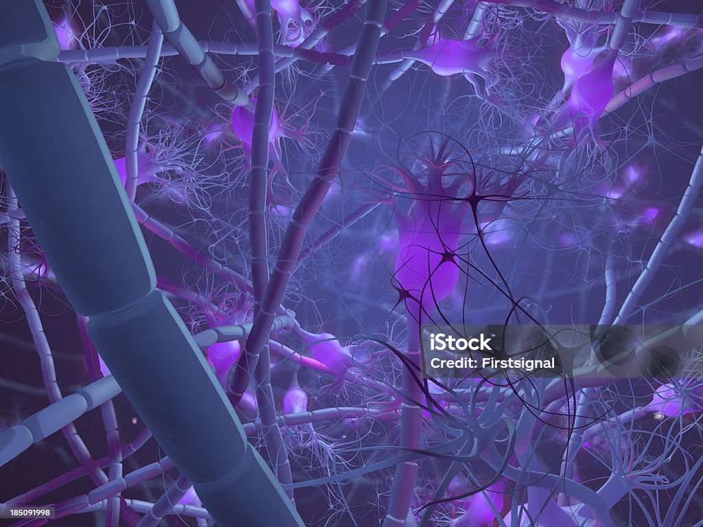 Active Neurone "CGI showing a neurone string, active neurone and cells. 3D made by myself." Small Stock Photo