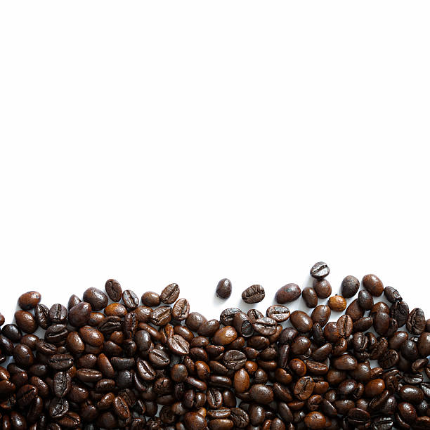 istock Horizontal border made of coffee beans isolated on white background 185092163