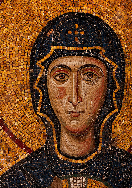 impero bizantino mosaico della vergine - pantocratore foto e immagini stock