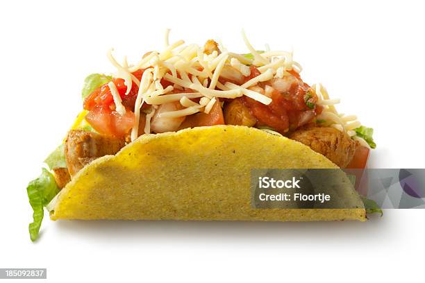 Texmex Ingredienti Taco Di Pollo - Fotografie stock e altre immagini di Taco - Taco, Sfondo bianco, Scontornabile