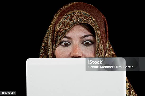 Muslim Woman Using Laptop Stock Photo - Download Image Now - Abaya - Clothing, Adult, Adults Only