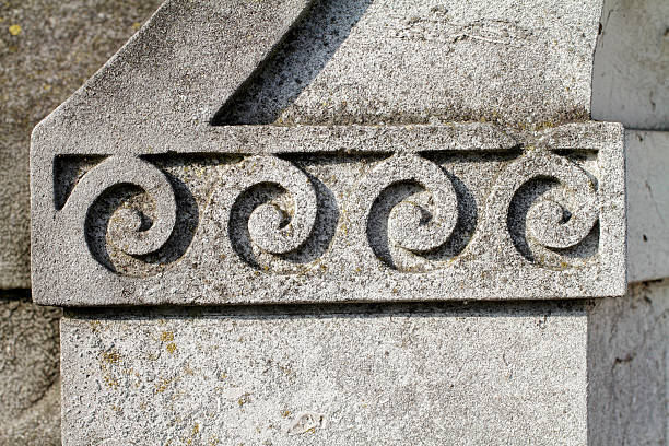 istock Wave pattern water symbol in stone frieze 185093108