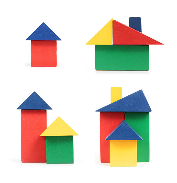 istock Colorful block houses on white. 185093650