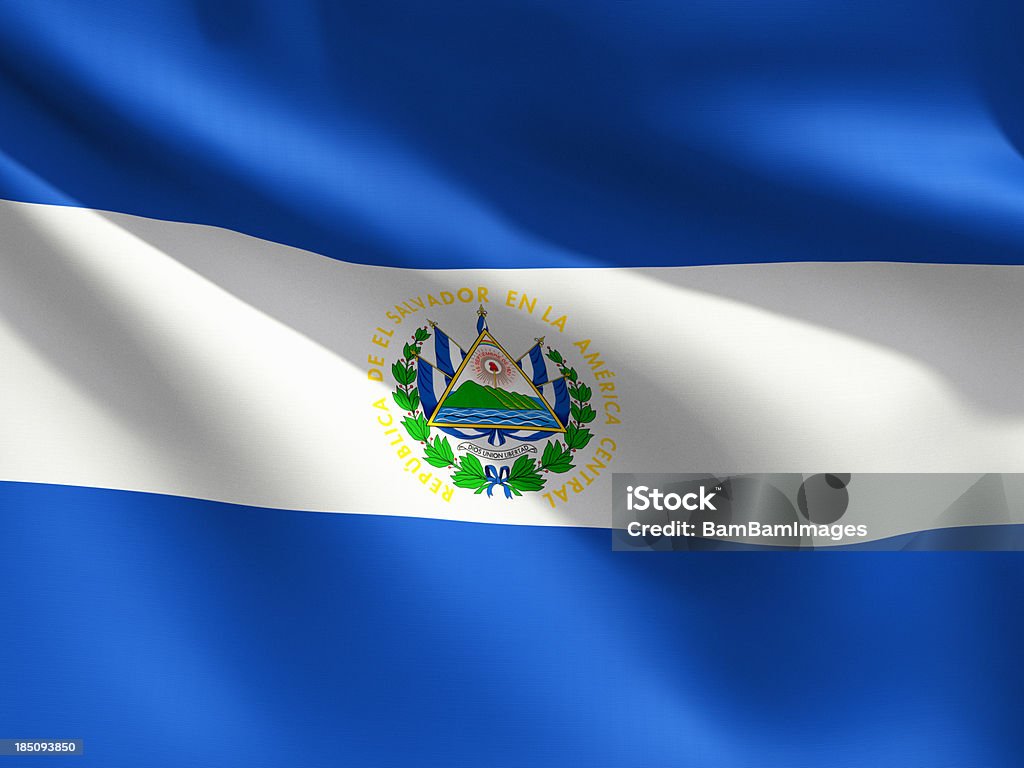 Primer plano de bandera de El Salvador - Foto de stock de El Salvador libre de derechos