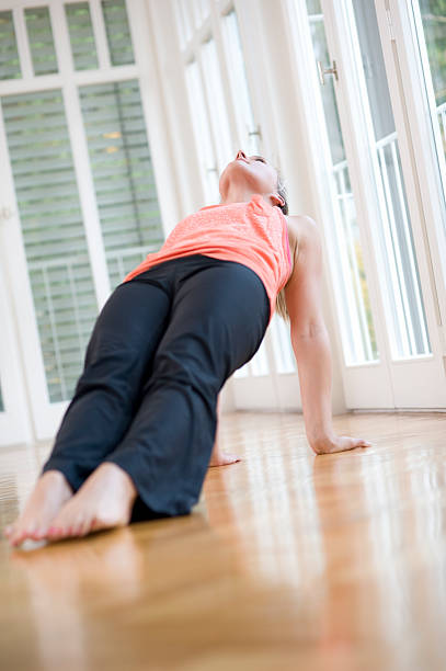 istock Young caucasian woman stretching 185094307