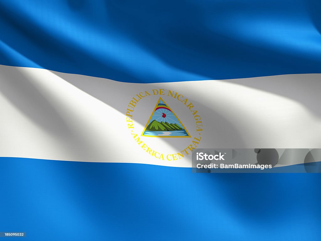 Close up Flag - Nicaragua A close up view of the flag of Nicaragua. Fabric texture visible at 100%.Check out the other images in this series here... Nicaragua Stock Photo