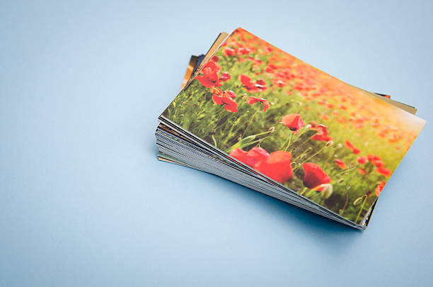 stapel mit farbenfrohen bilder im frühjahr field - ausdrucken fotos stock-fotos und bilder