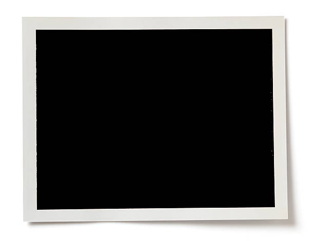 blank black photo with a white border on white background - wit fotos stockfoto's en -beelden