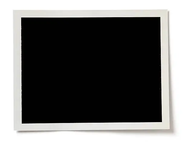 Photo of Blank black photo with a white border on white background