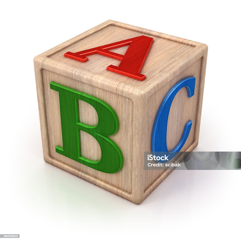 ABC blocco di legno isolato con clipping path - Foto stock royalty-free di A forma di blocco