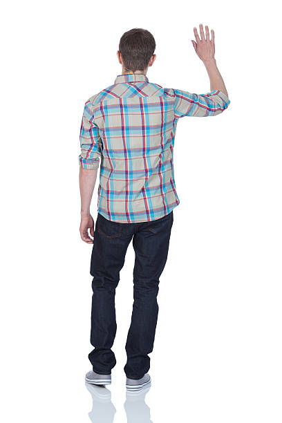 istock Rear view of a man waving hands 185096559