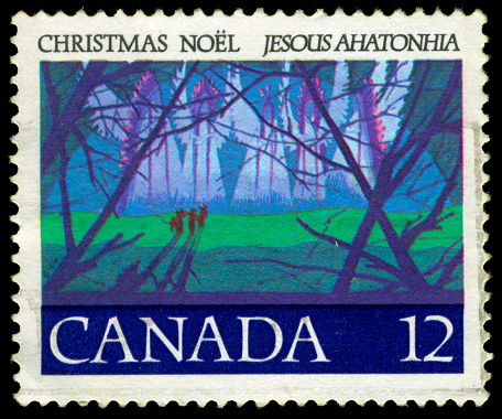 Christmas Noel Jesous Ahatonhia Postage Stamp.