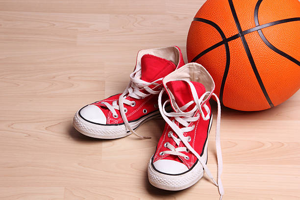 istock Basketball And Red Sneakers 185096773