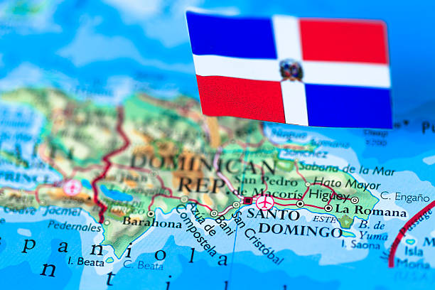 mapa e a bandeira da república dominicana - dominican flag - fotografias e filmes do acervo