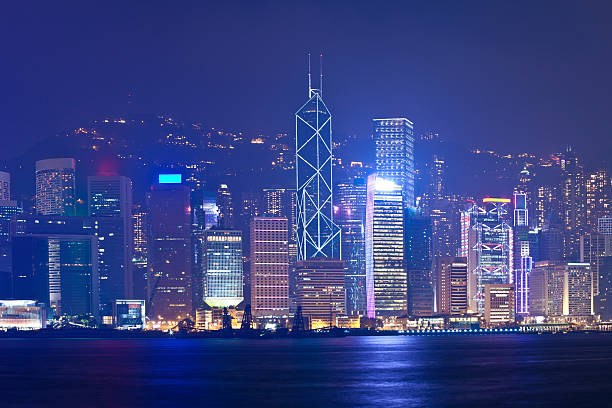 Hong Kong cityscape Hong Kong night view to high-rise building skyscrapers. the bank of china tower stock pictures, royalty-free photos & images