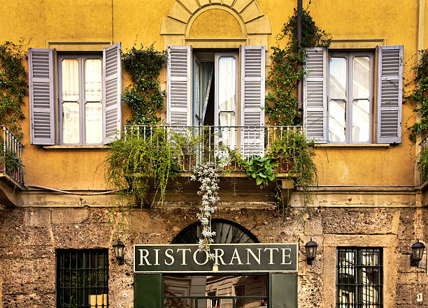 レストランでイタリア - sign diner restaurant food ストックフォトと画像